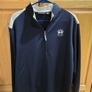 Pebble Beach Black and Cream Quarter-Zip Pullover